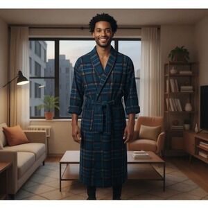 VINTAGE Christian Dior Monsieur Robe De Chambre Plaid OS Luxury Loungewear